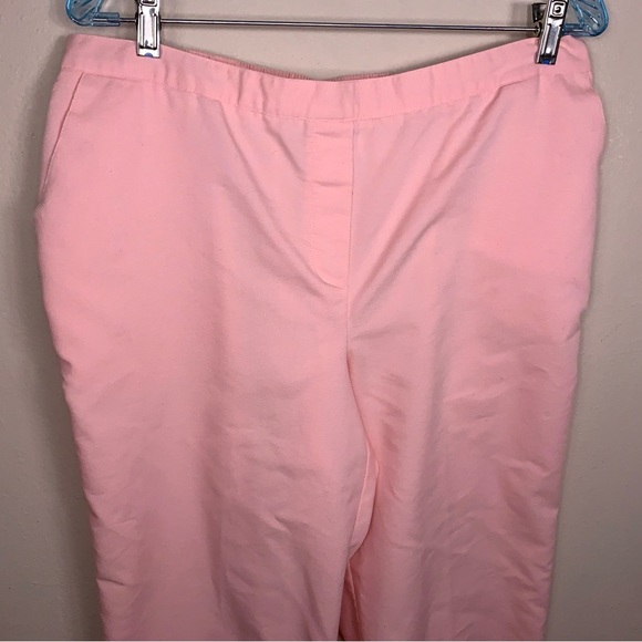 Size Petite 16 Alfred Dunner Pink Capri Pants Elastic Waistband Pastel Cotton - Picture 4 of 12
